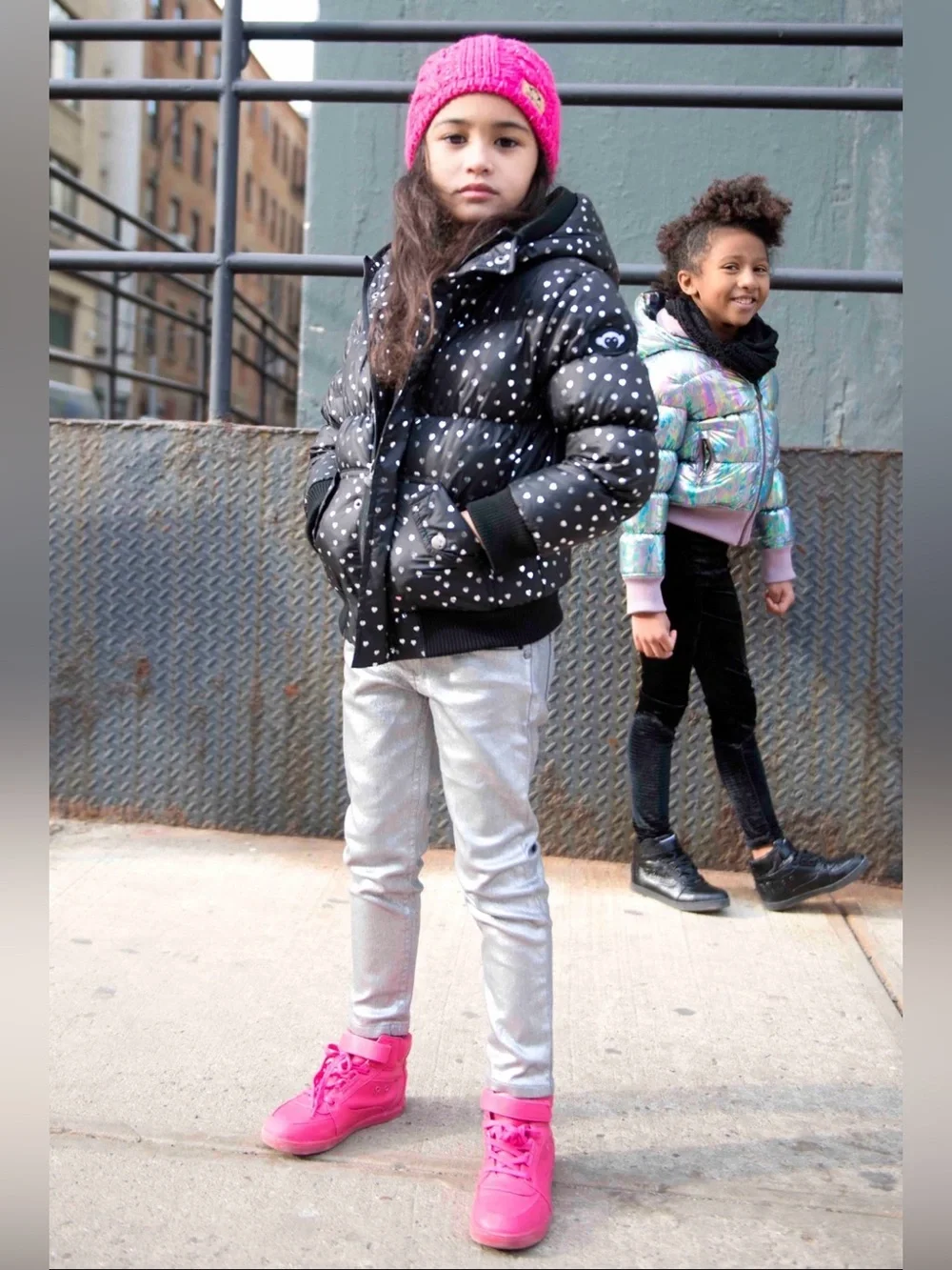 Appaman Girls Hearts Puffy Coat Size 6 Black Silver Down Puffer Jacket Hooded